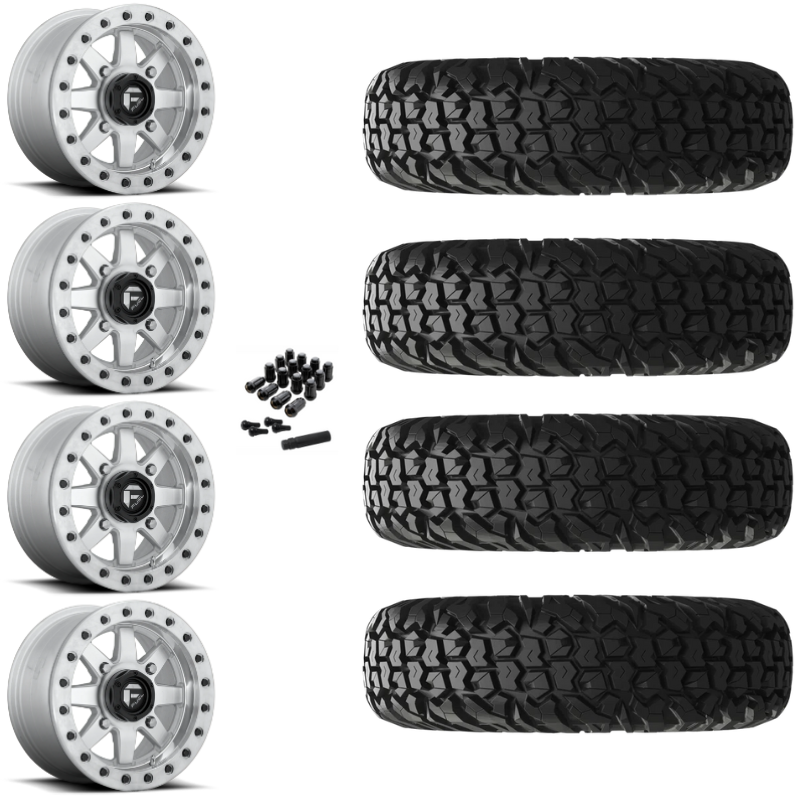 14" Fuel Maverick D937 Beadlock Machined UTV Rims & 27" EFX MotoVator Tires 8 Ply Mounted