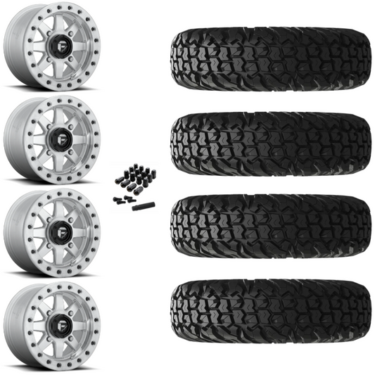 14" Fuel Maverick D937 Beadlock Machined UTV Rims & 27" EFX MotoVator Tires 8 Ply Mounted