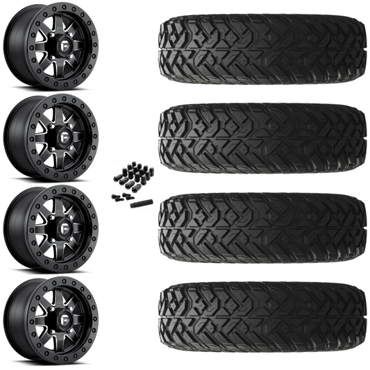 14" Fuel Maverick D938 Beadlock Black Milled UTV Rims & 32" EFX Gripper R/T-K Tires 10 Ply Mounted