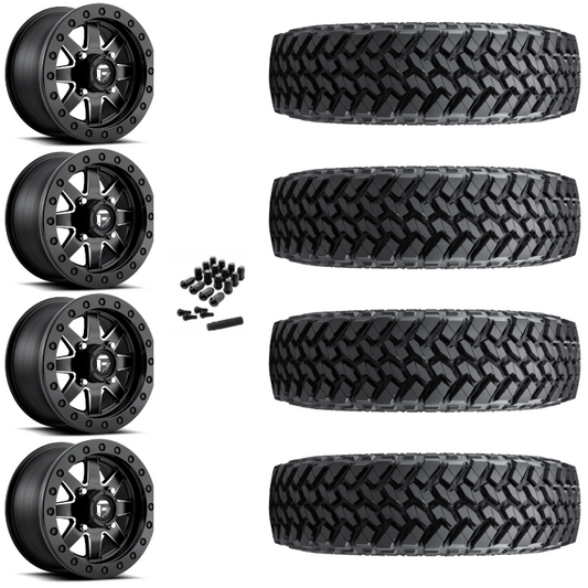 15" Fuel Maverick D938 Beadlock Black Milled UTV Rims & 33" Nitto Trail Grappler SxS Tires 8 Ply Mounted