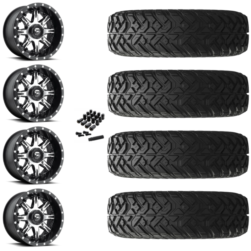 14" Fuel Nutz D541 Machined UTV Rims & 32" EFX Gripper R/T-K Tires 10 Ply Mounted