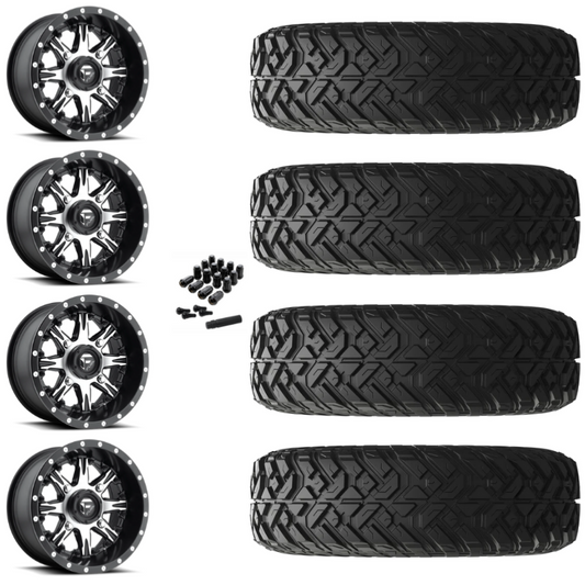 14" Fuel Nutz D541 Machined UTV Rims & 28" EFX Gripper R/T-K Tires 10 Ply Mounted