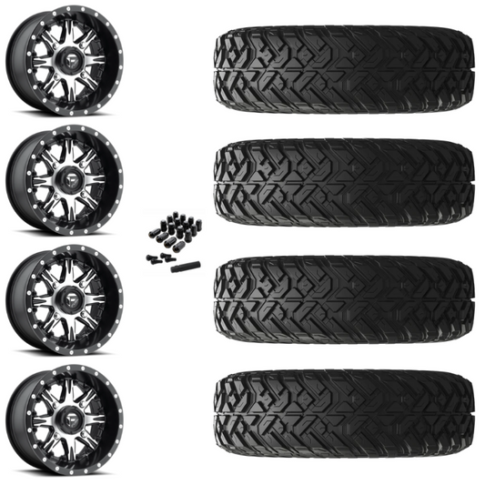 14" Fuel Nutz D541 Machined UTV Rims & 32" EFX Gripper R/T Tires 10 Ply Mounted
