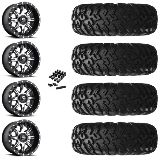 14" Fuel Nutz D541 Machined UTV Rims & 32" EFX MotoClaw Tires 8 Ply Mounted