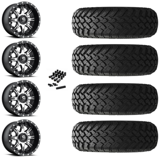 14" Fuel Nutz D541 Machined UTV Rims & 28" EFX MotoHammer Tires 8 Ply Mounted