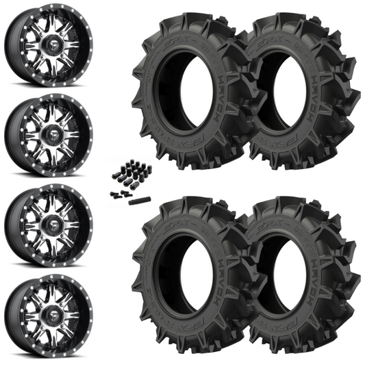 14" Fuel Nutz D541 Machined UTV Rims & 31" EFX MotoHavok Tires 6 Ply Mounted