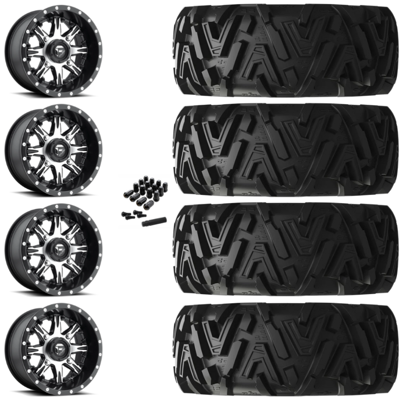 14" Fuel Nutz D541 Machined UTV Rims & 30" EFX MotoMTC Tires 6 Ply Mounted