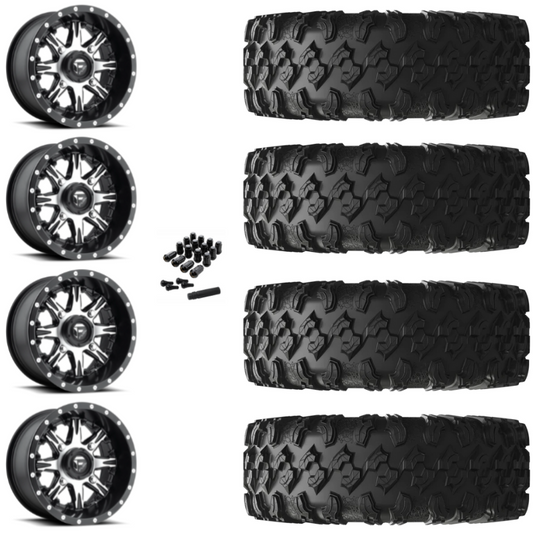 14" Fuel Nutz D541 Machined UTV Rims & 32" EFX MotoRavage Tires 8 Ply Mounted