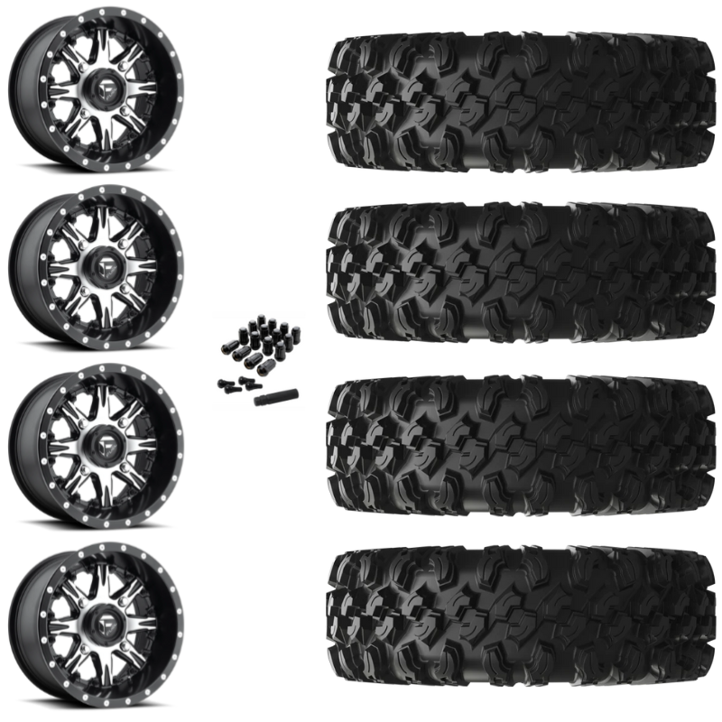 14" Fuel Nutz D541 Machined UTV Rims & 28" EFX MotoRavage XL Tires 8 Ply Mounted