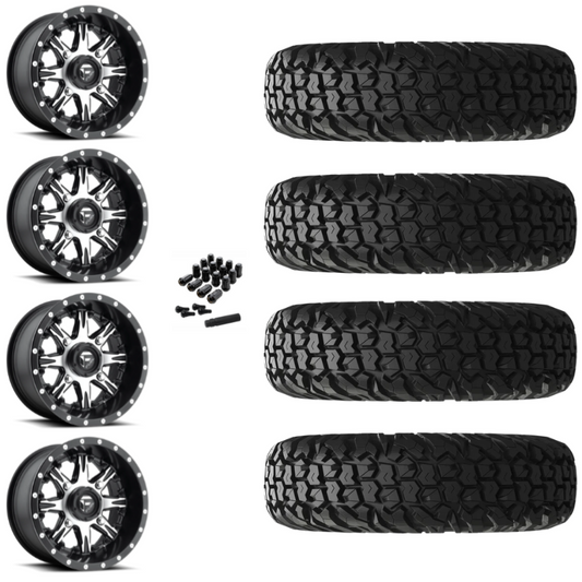 14" Fuel Nutz D541 Machined UTV Rims & 30" EFX MotoVator Tires 8 Ply Mounted