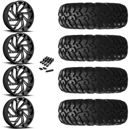 20" Fuel Reaction D753 Black Milled UTV Rims & 35" EFX MotoClaw Tires 8 Ply Mounted