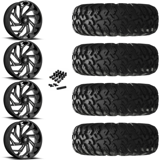 18" Fuel Reaction D753 Black Milled UTV Rims & 33" EFX MotoClaw Tires 8 Ply Mounted