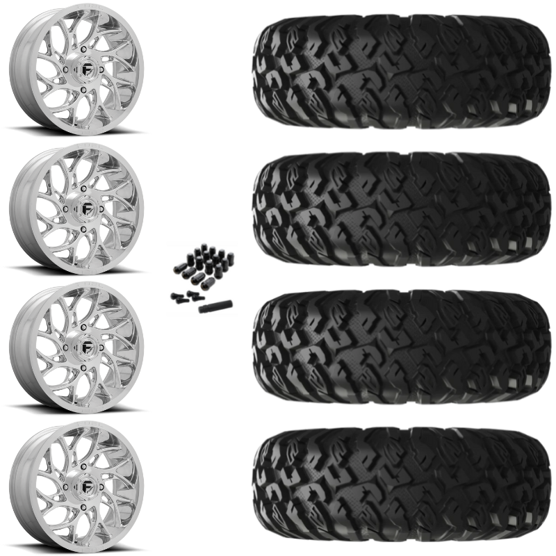 18" Fuel Runner D204 Polished UTV Rims & 33" EFX MotoClaw Tires 8 Ply Mounted