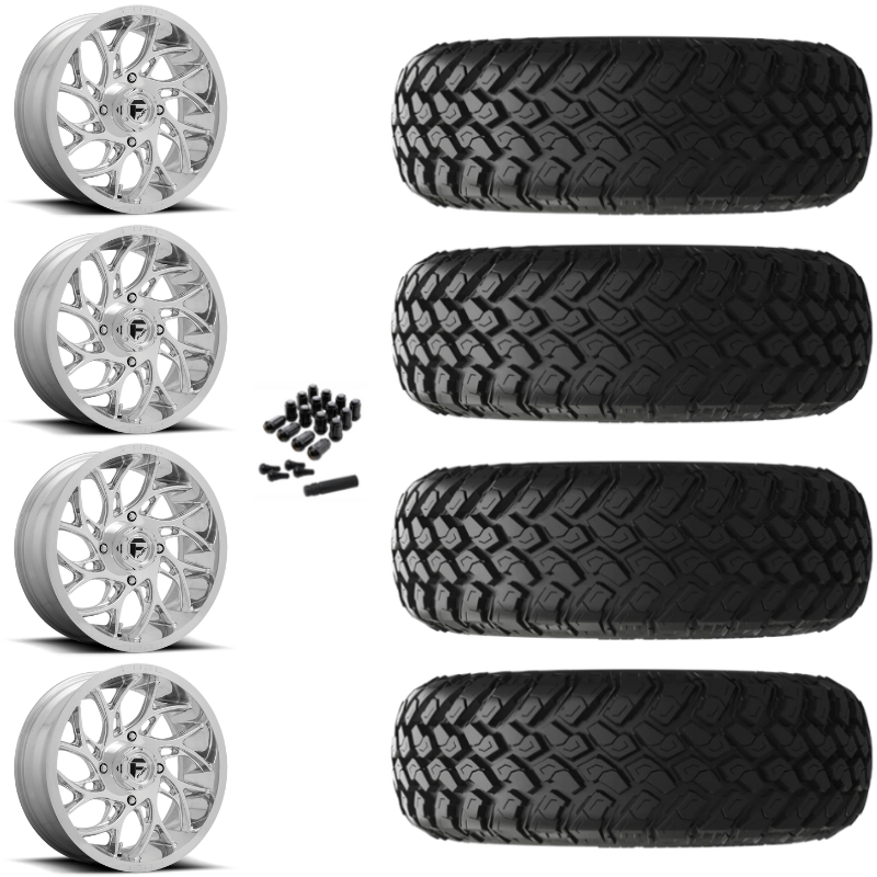 18" Fuel Runner D204 Polished UTV Rims & 33" EFX MotoHammer Tires 8 Ply Mounted