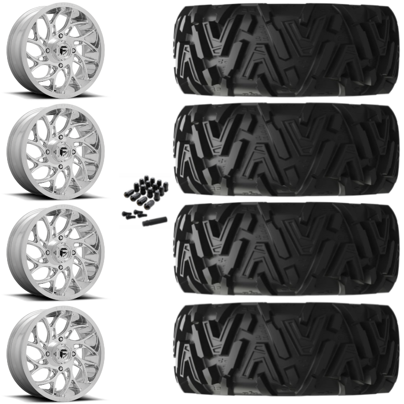 20" Fuel Runner D204 Polished UTV Rims & 34" EFX MotoMTC Tires 6 Ply Mounted