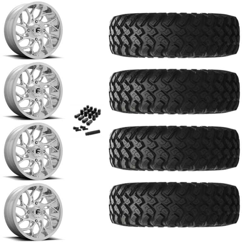 22" Fuel Runner D204 Polished UTV Rims & 35" EFX MotoRally Tires 8 Ply Mounted