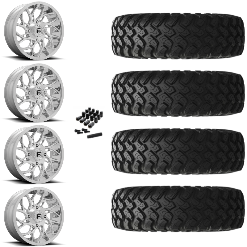 18" Fuel Runner D204 Polished UTV Rims & 35" EFX MotoRally Tires 8 Ply Mounted