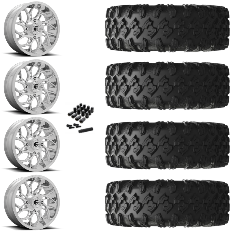 20" Fuel Runner D204 Polished UTV Rims & 35" EFX MotoRavage Tires 8 Ply Mounted