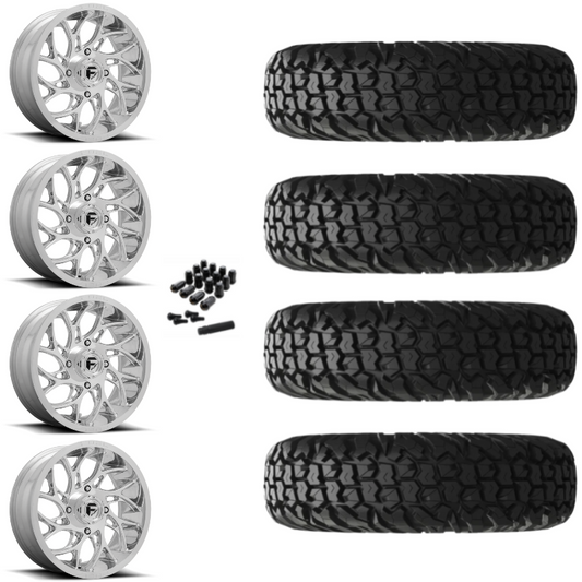 18" Fuel Runner D204 Polished UTV Rims & 34" EFX MotoVator Tires 8 Ply Mounted
