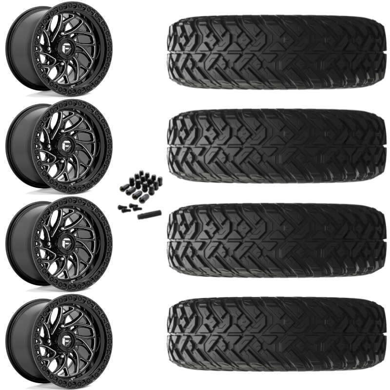 15" Fuel Runner D741 Black Milled UTV Rims & 35" EFX Gripper R/T-K Tires 10 Ply Mounted