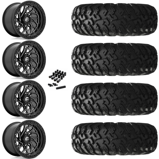 20" Fuel Runner D741 Black Milled UTV Rims & 33" EFX MotoClaw Tires 8 Ply Mounted