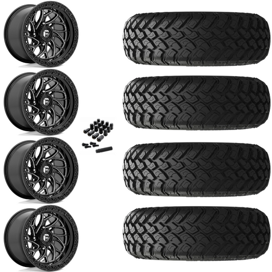 18" Fuel Runner D741 Black Milled UTV Rims & 33" EFX MotoHammer Tires 8 Ply Mounted