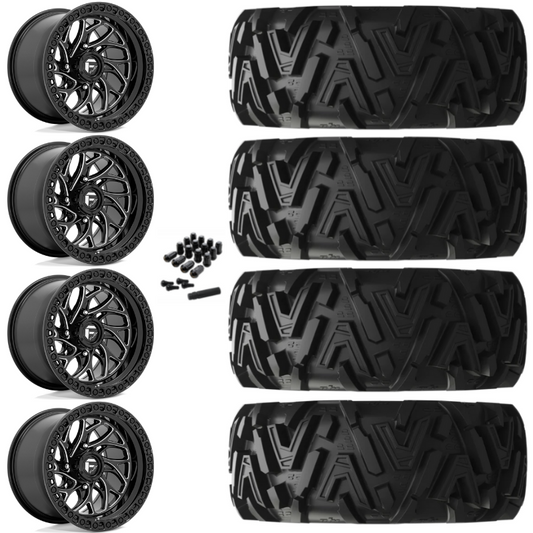 20" Fuel Runner D741 Black Milled UTV Rims & 34" EFX MotoMTC Tires 6 Ply Mounted
