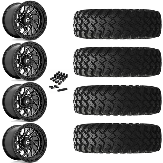 15" Fuel Runner D741 Black Milled UTV Rims & 32" EFX MotoRally Tires 8 Ply Mounted