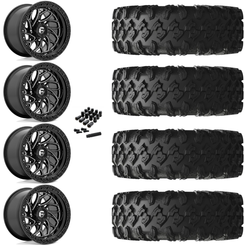 18" Fuel Runner D741 Black Milled UTV Rims & 32" EFX MotoRavage Tires 8 Ply Mounted