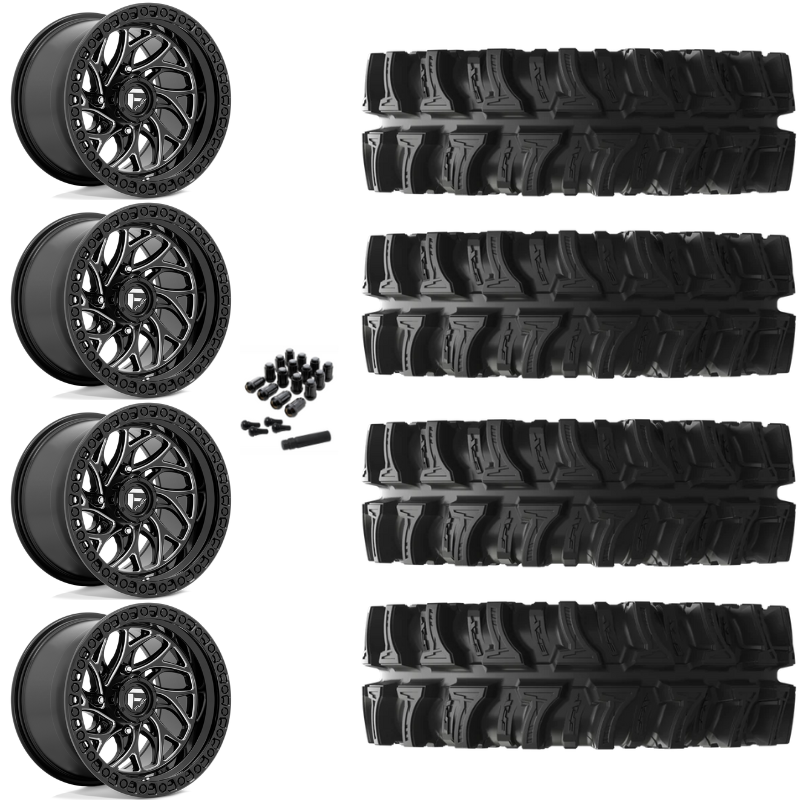 24" Fuel Runner D741 Black Milled UTV Rims & 35" EFX MotoSlayer Tires 6 Ply Mounted