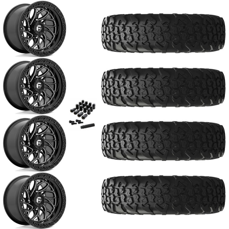 15" Fuel Runner D741 Black Milled UTV Rims & 35" EFX MotoVator R/T Tires 8 Ply Mounted