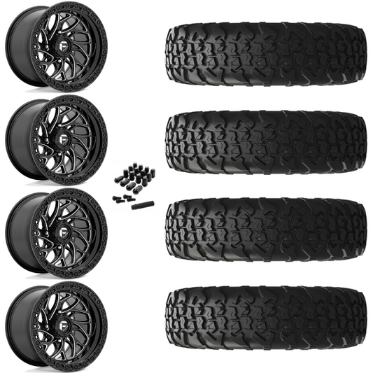 15" Fuel Runner D741 Black Milled UTV Rims & 32" EFX MotoVator R/T Tires 8 Ply Mounted