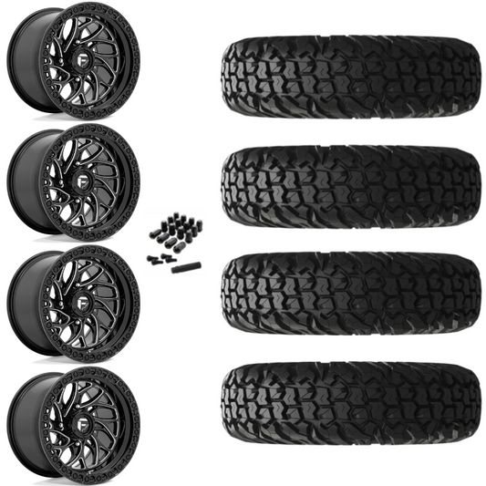 18" Fuel Runner D741 Black Milled UTV Rims & 34" EFX MotoVator Tires 8 Ply Mounted