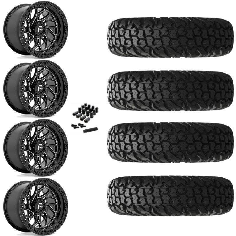 15" Fuel Runner D741 Black Milled UTV Rims & 32" EFX MotoVator Tires 8 Ply Mounted