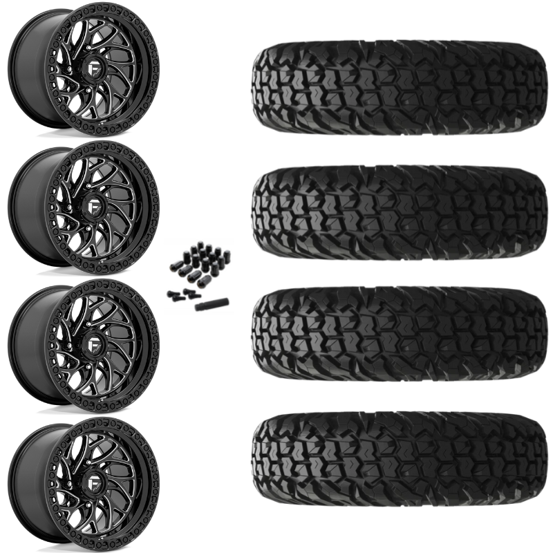 15" Fuel Runner D741 Black Milled UTV Rims & 30" EFX MotoVator Tires 8 Ply Mounted