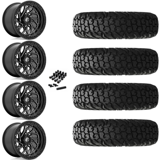 15" Fuel Runner D741 Black Milled UTV Rims & 30" EFX MotoVator Tires 8 Ply Mounted