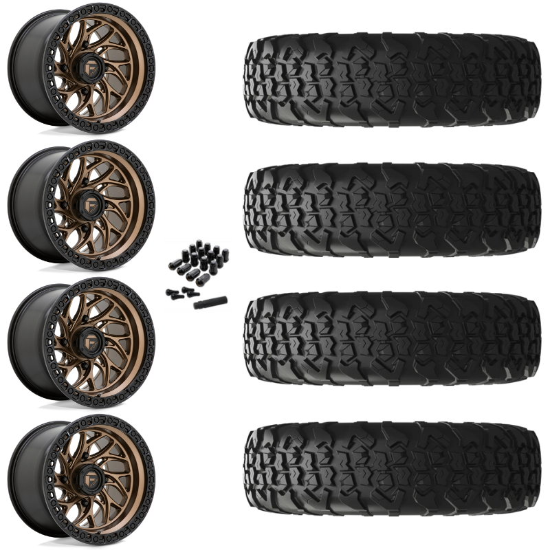 15" Fuel Runner D777 Bronze UTV Rims & 32" EFX MotoVator R/T Tires 8 Ply Mounted