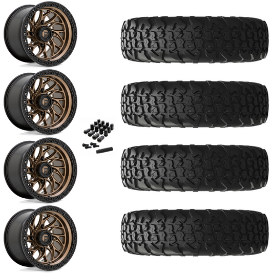 15" Fuel Runner D777 Bronze UTV Rims & 32" EFX MotoVator R/T Tires 8 Ply Mounted