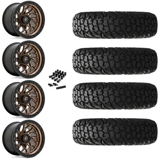 15" Fuel Runner D777 Bronze UTV Rims & 34" EFX MotoVator Tires 8 Ply Mounted