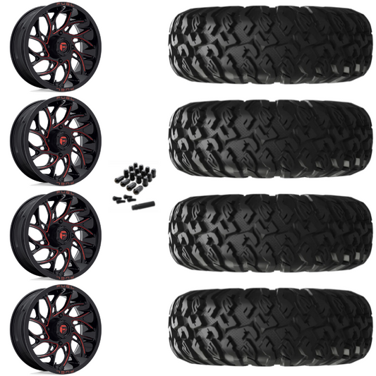 18" Fuel Runner D779 Red Milled UTV Rims & 33" EFX MotoClaw Tires 8 Ply Mounted