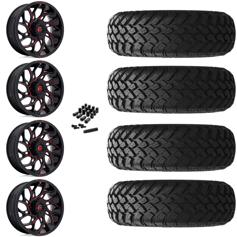 18" Fuel Runner D779 Red Milled UTV Rims & 33" EFX MotoHammer Tires 8 Ply Mounted