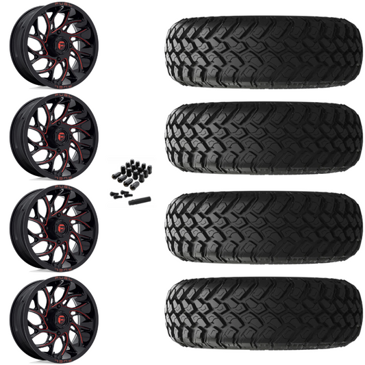 18" Fuel Runner D779 Red Milled UTV Rims & 33" EFX MotoHammer Tires 8 Ply Mounted