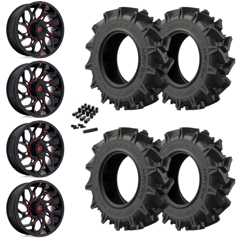 20" Fuel Runner D779 Red Milled UTV Rims & 33" EFX MotoHavok Tires 6 Ply Mounted