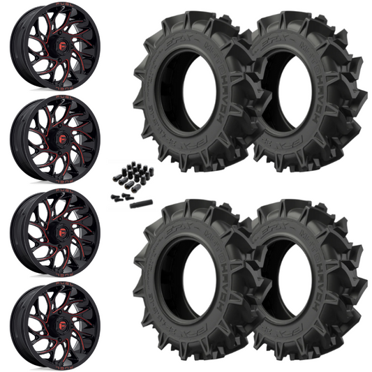 20" Fuel Runner D779 Red Milled UTV Rims & 33" EFX MotoHavok Tires 6 Ply Mounted