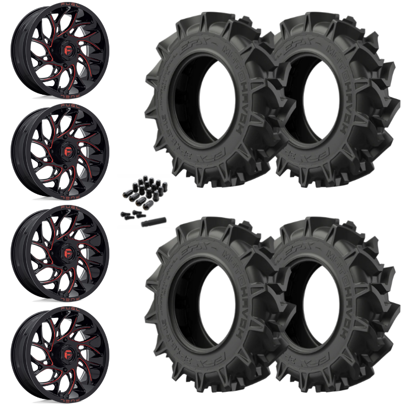 18" Fuel Runner D779 Red Milled UTV Rims & 32" EFX MotoHavok Tires 6 Ply Mounted