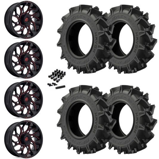 18" Fuel Runner D779 Red Milled UTV Rims & 32" EFX MotoHavok Tires 6 Ply Mounted
