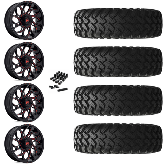 22" Fuel Runner D779 Red Milled UTV Rims & 35" EFX MotoRally Tires 8 Ply Mounted