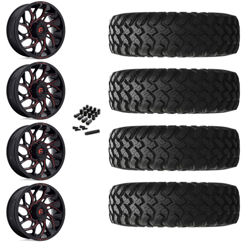 18" Fuel Runner D779 Red Milled UTV Rims & 35" EFX MotoRally Tires 8 Ply Mounted