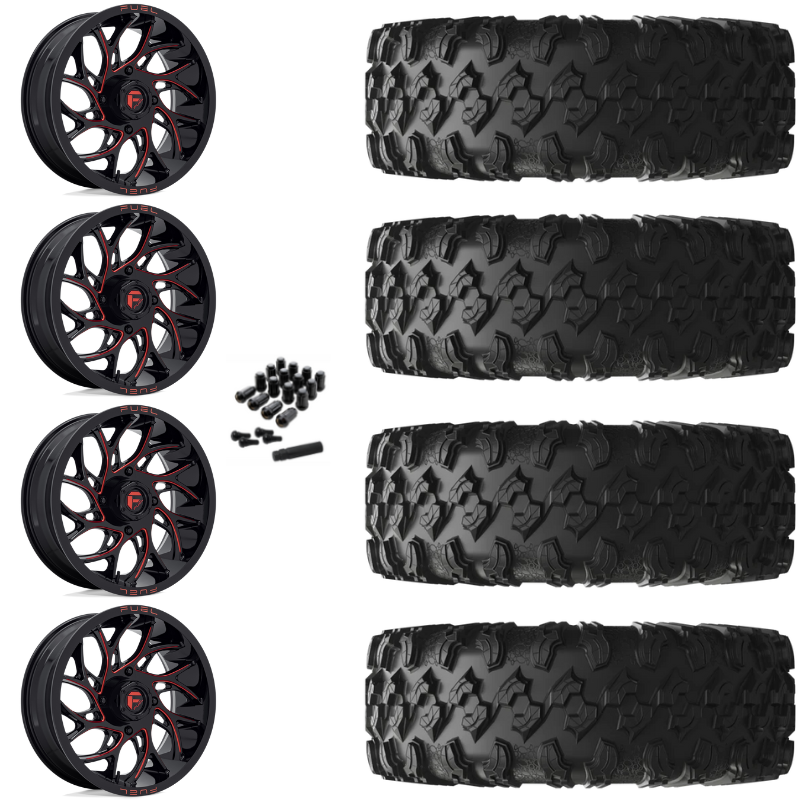 18" Fuel Runner D779 Red Milled UTV Rims & 32" EFX MotoRavage Tires 8 Ply Mounted