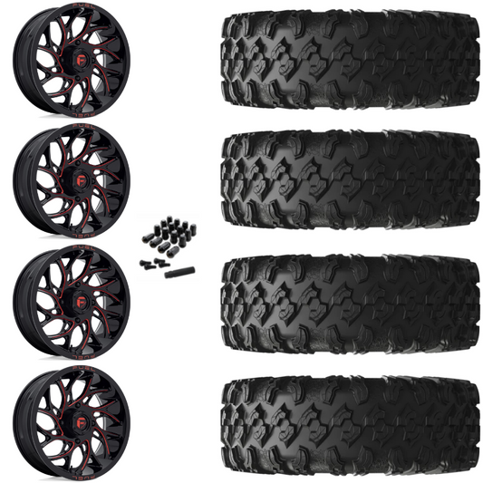 18" Fuel Runner D779 Red Milled UTV Rims & 32" EFX MotoRavage Tires 8 Ply Mounted
